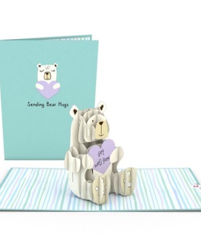 <p><strong>Size:</strong><br />
The Get Well Bear pop-up card is 5 inches wide by 7 inches tall.</p>
<p><strong>Quantity:</strong><br />
One Lovepop with one blank envelope and the Lovepop Note, a little note card that slides away with your own personal touch.</p>